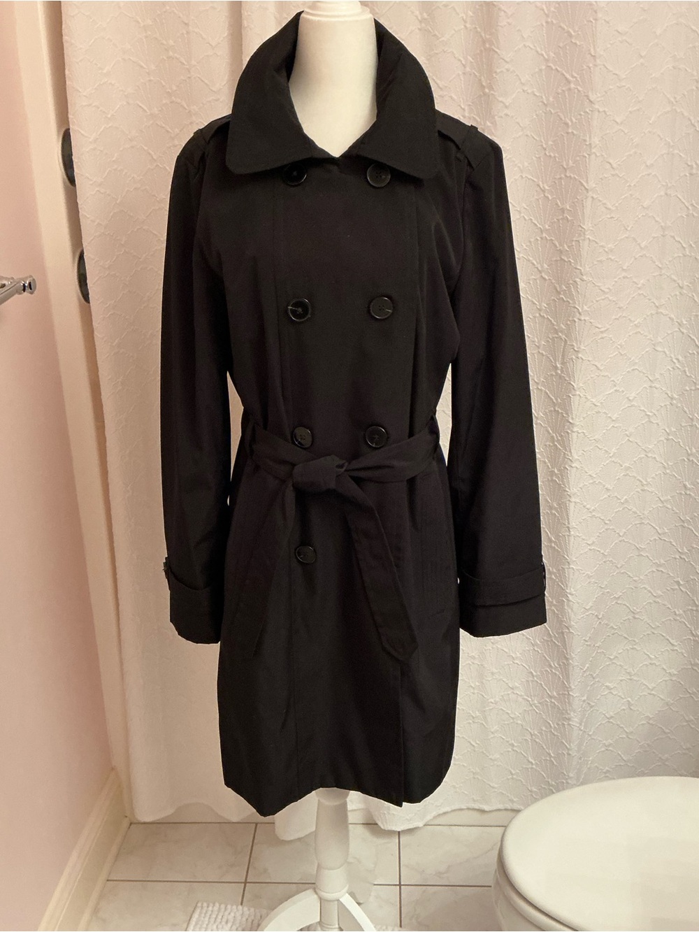 London Fog Classic Black Trench Coat - Women